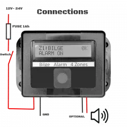 Alarme de cale programmable sans fil à 4 zones