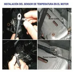 Dubbel programmeerbaar temperatuuralarm (twee uitlaten) of (uitlaat en motor) of (twee motoren)